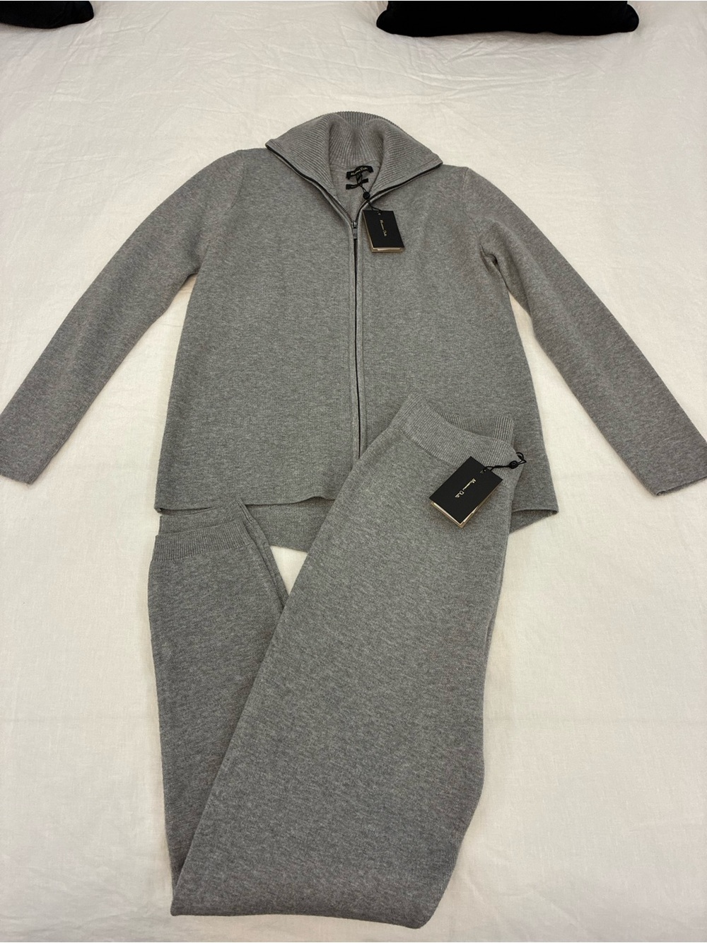 Massimo Dutti Grey Knit Zip Jacket and Joggers Set